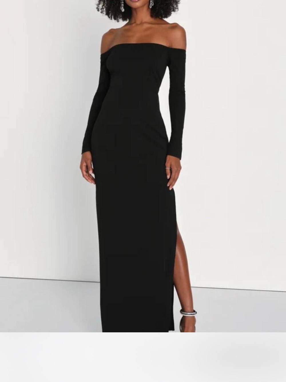 Lulu's Black Off-the-Shoulder Long Sleeve Maxi Dress